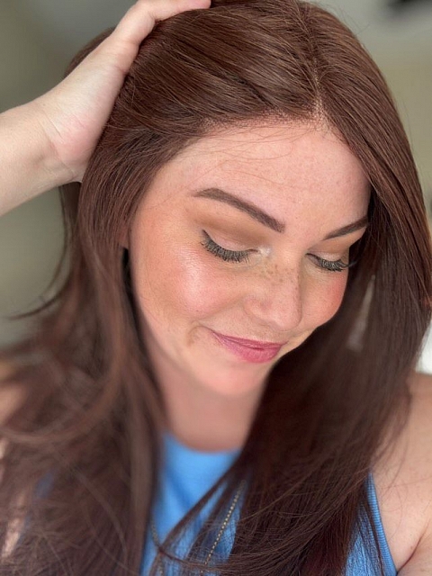 Stunning Medium Reddish Brown long layered  Synthetic Lace Part Wig GLP011