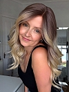 Natural Ash Blonde ombre  soft wavy layered Synthetic Lace Part Wig GLP043