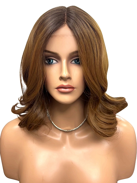 Fashion Ginger Blonde  with Dark Roots  Falling below the shoulders gentle waves Synthetic Lace Part Wig GLP019