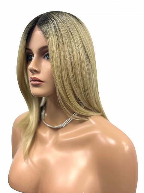 Pretty Blonde Ombre Medium layered Straight Synthetic Lace Part Wig GLP007