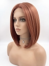 Glamvigor Hybrillia Blend Human Hair Dark Auburn Evenly Blended with Ruby Red classic chin length bob  wig glp033