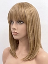Glamvigor Hybrillia Blend Human Hair Trendy Ash Blonde mid-length with full wispy bangs Lace Wig glp034