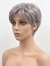 Glamvigor Hybrillia Blend Human Hair Perfect Pure Silver White and Pearl Platinum Blonde Blend short cut  Wig (Basic Cap) GBC012