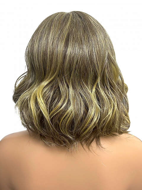 Chic light red color with golden blonde nape curl bob Synthetic Lace Part Wig GLP016