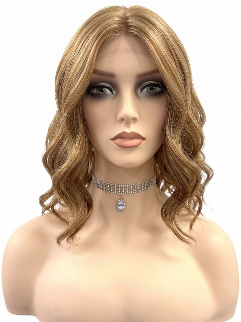 Glamvigor Hybrillia Blend Human Hair  Exquisite Blonde shoulder-length wavy  Lace Part Wig GLP029