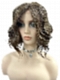 Brown with Medium Red-Gold Blonde Highlights  carefree wavy layered Synthetic Lace Part Wig GLP044