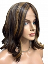 Gorgeous Warm Medium Brown with Ginger Blonde  long wave bob  Synthetic Lace Part Wig GLP020