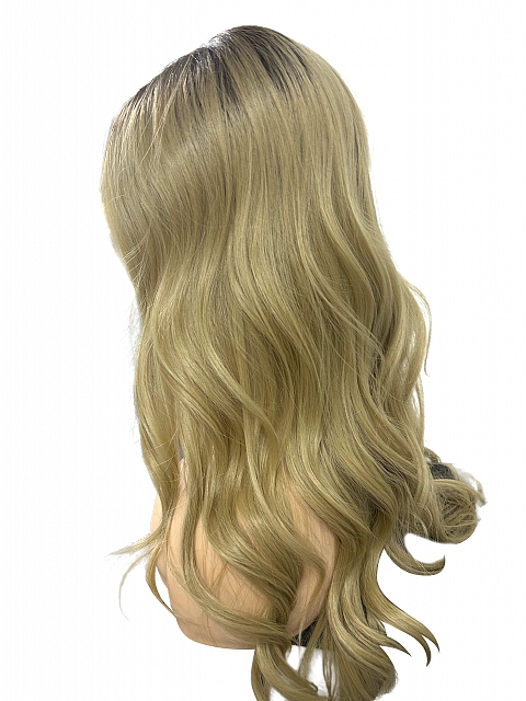Glamvigor Hybrillia™ Blend Human Hair Blonde ombre long layered loose wavy Lace Part Wig GLP062