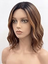 Glamvigor Hybrillia Blend Human Hair  ombre Auburn with  Blonde hights shoulder-length wavy PRE-CUT Lace Part Wig GLP079