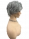 Light Gray with 20% Medium Brown Evenly Blended with Pure White short, barely waved layered  Synthetic Wig (Basic Cap) GBC022