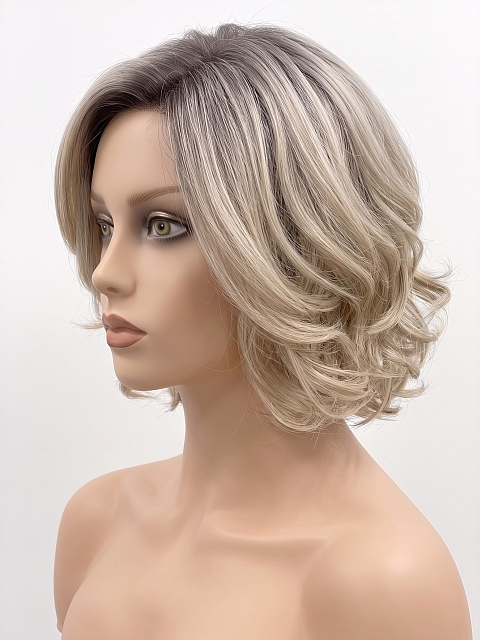 Glamvigor Hybrillia Blend Human Hair Gorgeous Blonde Ombre short cut with light wavy Lace Part Wig GLP003