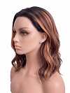 Glamvigor Hybrillia Blend Human Hair  ombre Auburn with  Blonde hights shoulder-length wavy PRE-CUT Lace Part Wig GLP079