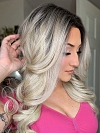 Glamvigor Hybrillia™ Blend Human Hair Perfect light  Blonde ombre  long, soft, undulating wavy  Lace Part Wig GLP051