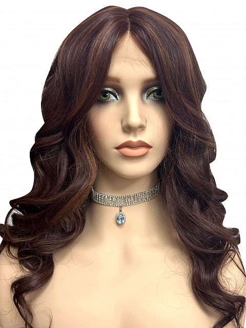 Vibrant  Medium Red and Auburn blend  loose waves   Synthetic Lace Part Wig GLP026