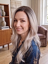 Glamvigor Hybrillia Blend Human Hair Cool Platinum Blonde with Dark Roots  long layered PRE-CUT Lace Part Wig GLP074