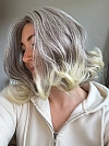 Pretty Auburn mixed  blonde Roots melting into light blonde ends Wavy Bob Synthetic Lace Part Wig GLP017