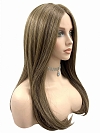 Glamvigor Hybrillia Blend Human Hair Chic Medium Brown long cascading staright Lace Part Wig GLP027