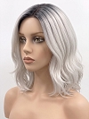 Glamvigor Hybrillia Blend Human Hair Ombre Silver White Wavy with side bangs  Lace Part Wig GLP047