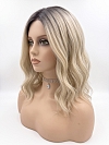 Glamvigor Hybrillia Blend Human Hair Elegant cool Blonde Ombre Wavy Lace Part Wig GLP001