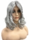 Silver grey layed wavy with side bangs  Synthetic Lace Part Wig GLP049