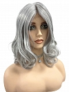 Silver grey layed wavy with side bangs  Synthetic Lace Part Wig GLP049