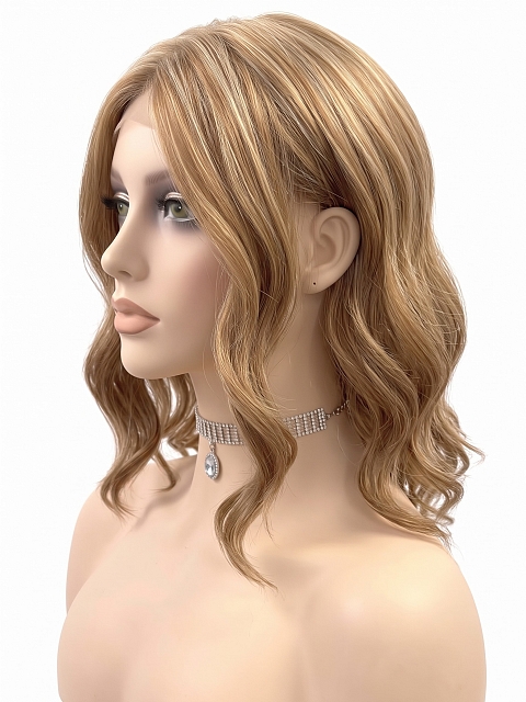 Glamvigor Hybrillia Blend Human Hair  Exquisite Blonde shoulder-length wavy  Lace Part Wig GLP029
