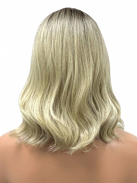 Lightest Blonde Ombre Wavy Synthetic Lace Front Wig (Lace Part)  GLP001