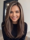 Glamvigor Hybrillia™ Blend Human Hair Beige Blonde and Auburn Blended with Medium Brown Roots  long layered glamorous  Lace SIDE Part  wig glp042