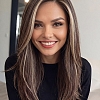 Glamvigor Hybrillia™ Blend Human Hair Beige Blonde and Auburn Blended with Medium Brown Roots  long layered glamorous  Lace SIDE Part  wig glp042