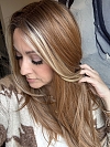 Glamvigor Hybrillia™ Blend Human Hair Light Red Brown Gold Blonde Highlights straight long layered Lace Part Wig GLP045