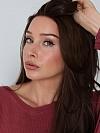 Soft dark brown long layered straight Synthetic Lace Part Wig GLP005