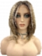 Honey blonde  with platinum blonde highlights strands in the front Straight Synthetic Lace Part Wig GLP053