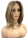 Honey blonde  with platinum blonde highlights strands in the front Straight Synthetic Lace Part Wig GLP053