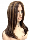 Captivating  Warm Medium Brown Evenly Blended with Medium Golden Blonde Long Straight Synthetic Lace Part Wig GLP023
