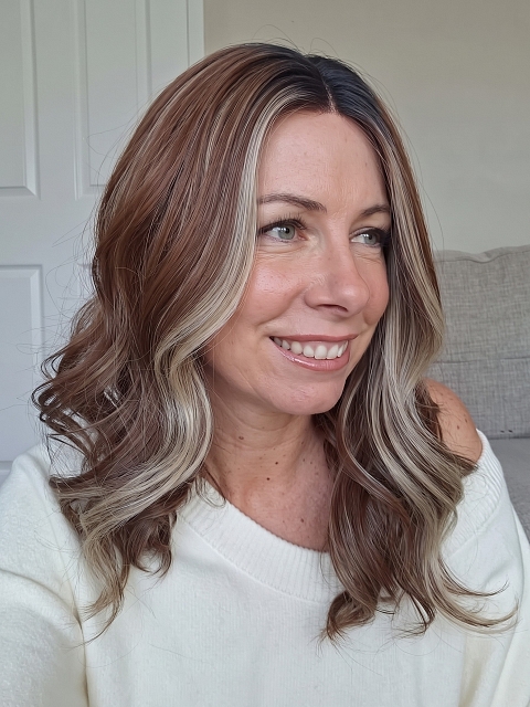 Glamvigor Hybrillia Blend Human Hair Medium Brown With blonde Highlights beautiful 