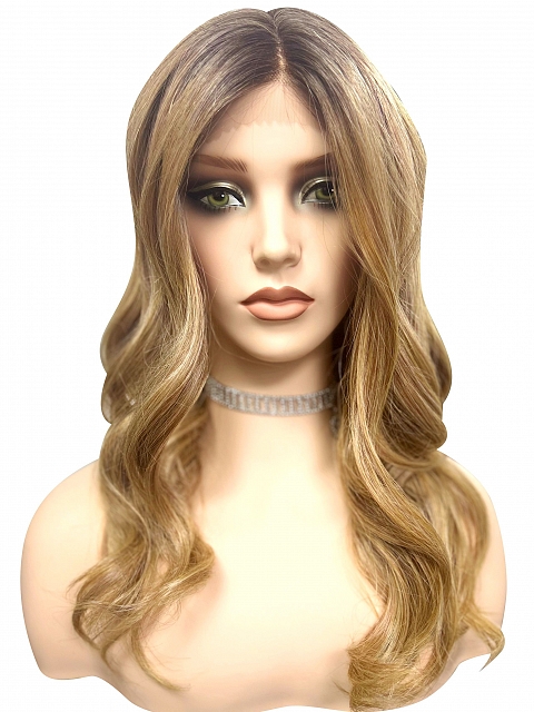Blonde Blend with face-framing layers and soft wavy Synthetic Lace Part Wig GLP036