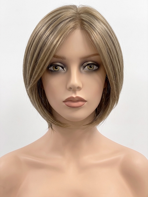Glamvigor Hybrillia Blend Human Hair Fabulous  edgy Light Ash Blonde short  bob  Mono TOP Wig GMT006
