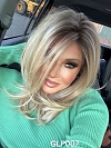Glamvigor Hybrillia™ Blend Human Hair Pretty Blonde Ombre Medium layered Straight Lace Part Wig GLP007