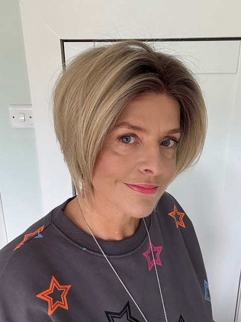 Glamvigor Hybrillia™ Blend Human Hair Beautiful Brown Roots Ombre Light Blonde short pixie bob Mono Top wig GMT004