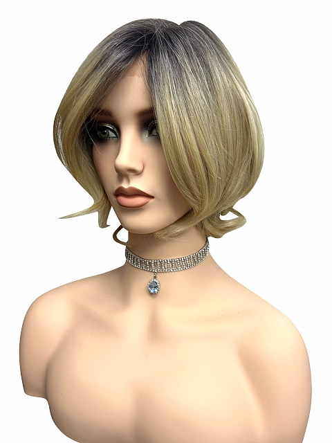 Gorgeous Blonde Ombre short cut with light waves Synthetic Lace Part Wig GLP003