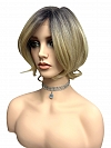 Gorgeous Blonde Ombre short cut with light waves Synthetic Lace Part Wig GLP003