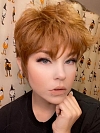 Cute Medium Auburn with Ginger Blonde Highlights Short Pixie Synthetic Wig (Basic Cap) GBC001