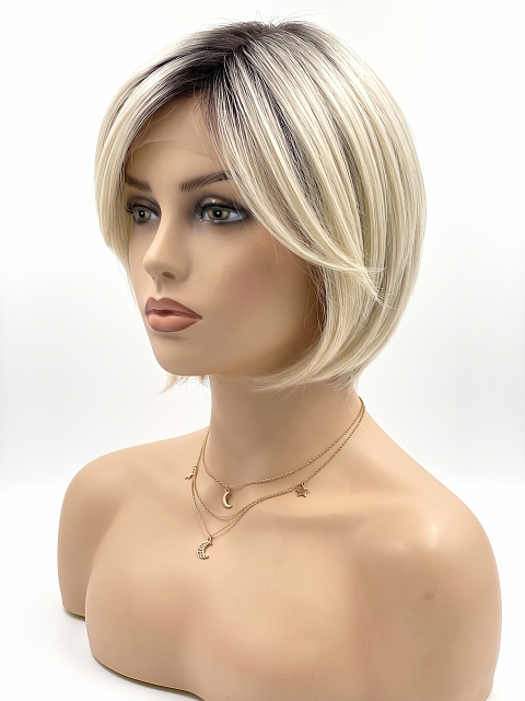 Glamvigor Hybrillia Blend Human Hair Chic Blonde Ombre layered short Bob Wig (Basic Cap) GBC016