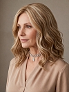 Glamvigor Hybrillia™ Blend Human Hair  Exquisite Blonde shoulder-length wavy  Lace Part Wig GLP029