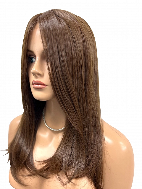 Soft warm brown long layered straight Synthetic Lace Part Wig GLP005