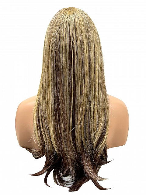 Warm Brown mixed Blonde Wavy Synthetic Lace Front Wig (Lace Part)  GLP002