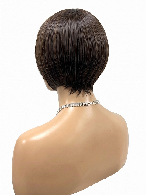 Glamvigor Hybrillia Blend Human Hair Chic Off Black shaded with Dark BrownBob Mono Top Wig GMT001