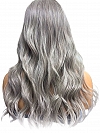 Exquisite grey wavy long-length  Synthetic Lace Part Wig GLP013