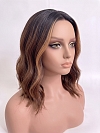 Glamvigor Hybrillia Blend Human Hair  ombre Auburn with  Blonde hights shoulder-length wavy PRE-CUT Lace Part Wig GLP079