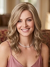 Glamvigor Hybrillia Blend Human Hair Natural Ash Brown wavy Lace Part Wig GLP010
